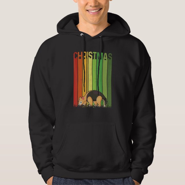 Jul Retro Aardvark Söt Grupp Matchande Xmas  Hoodie (Framsida)