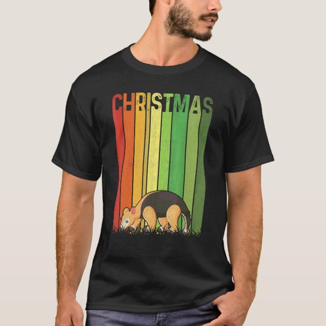 Jul Retro Aardvark Söt Grupp Matchande Xmas  T Shirt (Framsida)