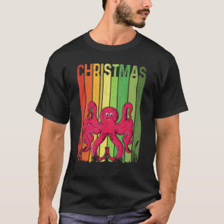Jul Retro Bläckfisk Söt Grupp Matchande Xmas H T Shirt