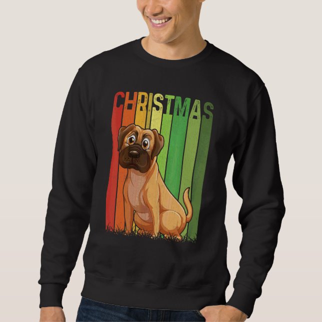 Jul Retro Boxer Hund Söt Grupp Matchande Xmas Lång Ärmad Tröja (Framsida)