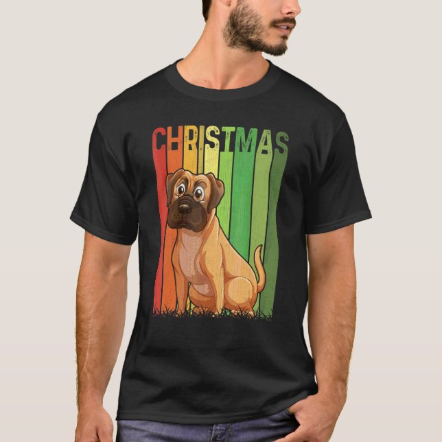 Jul Retro Boxer Hund Söt Grupp Matchande Xmas T Shirt (Framsida)