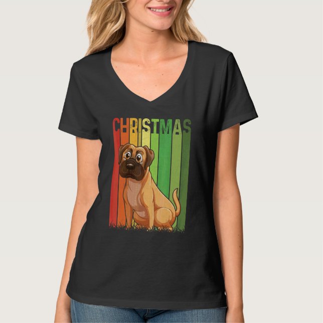 Jul Retro Boxer Hund Söt Grupp Matchande Xmas T Shirt (Framsida)