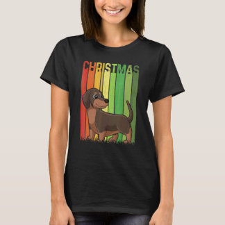 Jul Retro Dachshund Hund Grupp Matchande Xmas  T Shirt
