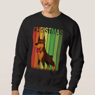 Jul Retro Dobermann Hund Grupp Matchande Xmas Lång Ärmad Tröja