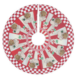 Jul Retro Gingerbröd Bakar Julgransmatta Borstad Polyester