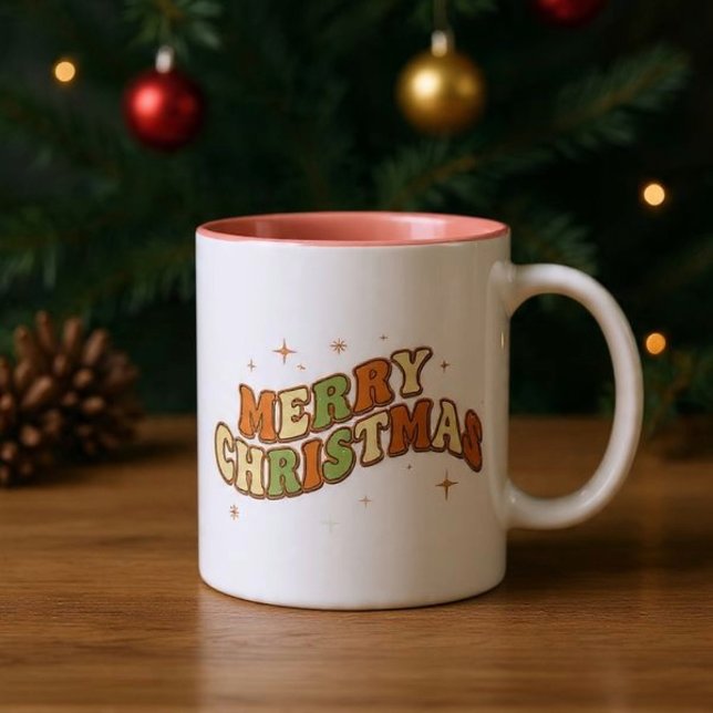 Jul Retro Groovy Meddelande Två-Tonad Mugg (Skapare uppladdad)