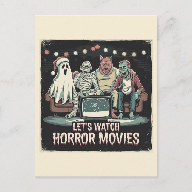 Jul Retro Horror Movies Friends Vykort (Framsida)