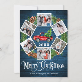 Jul Retro Red Farm Lastbil Hälsning 6 PHOTO Julkort