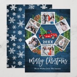 Jul Retro Red Farm Lastbil Hälsning 6 PHOTO Julkort