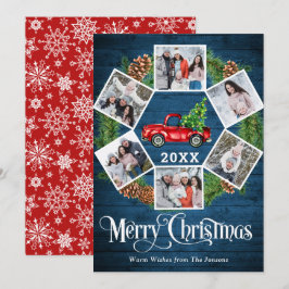 Jul Retro Red Farm Lastbil Hälsning 6 PHOTO Julkort