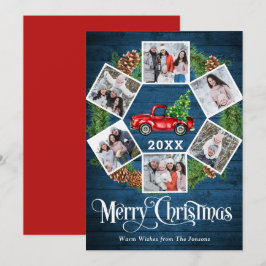 Jul Retro Red Farm Lastbil Hälsning 6 PHOTO Julkort