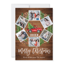 Jul Retro Red Farm Lastbil Hälsning 6 PHOTO