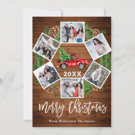 Jul Retro Red Farm Lastbil Hälsning 6 PHOTO Julkort