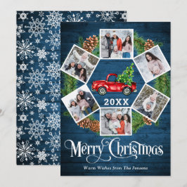 Jul Retro Red Farm Lastbil Hälsning 6 PHOTO Julkort