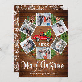 Jul Retro Red Farm Lastbil Hälsning 6 PHOTO Julkort