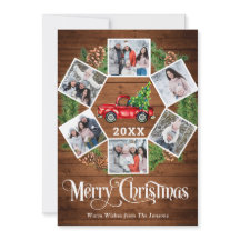 Jul Retro Red Farm Lastbil Hälsning 6 PHOTO