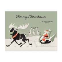 Jul Retro Santa and moose sleigh CC1248