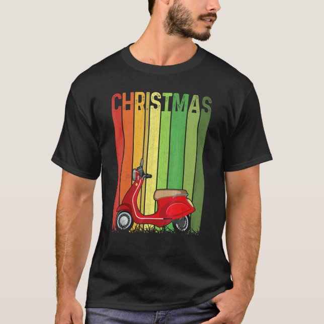 Jul Retro Scooters Söt Grupp Matchande Xmas  T Shirt (Framsida)
