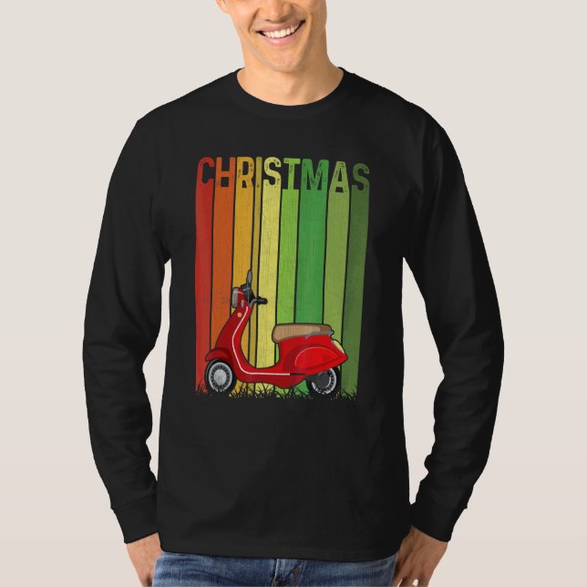 Jul Retro Scooters Söt Grupp Matchande Xmas  T Shirt (Framsida)