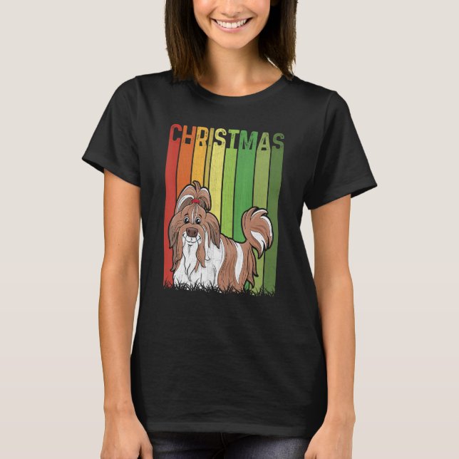 Jul Retro Shih Tzu Hund Group Matching Julafton H T Shirt (Framsida)