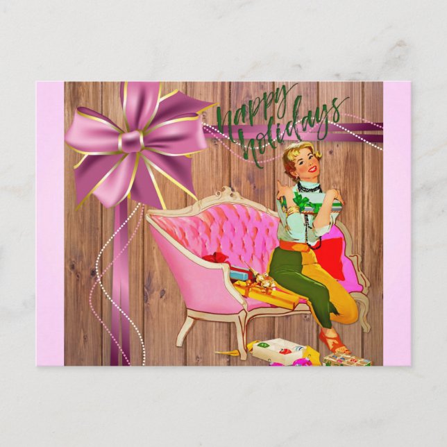 Jul Retro Stil Glad helg! Helg Vykort (Framsida)