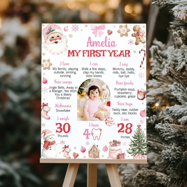 Jul Retro Tomte Födelsedag Milstolpe Foto Poster (Skapare uppladdad)