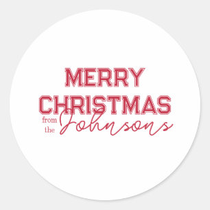 Jul Retro Typography Red and White Runt Klistermärke