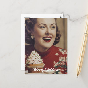 Jul Retro Woman Vykort