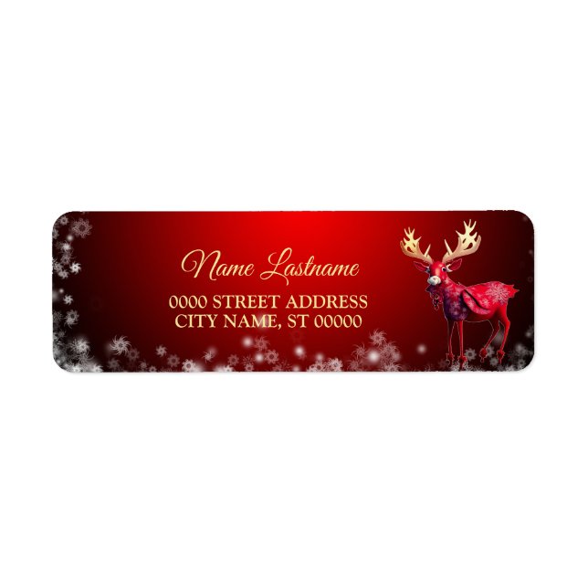 Jul Returadress Röd Ren Vinter Etikett (Framsidan)