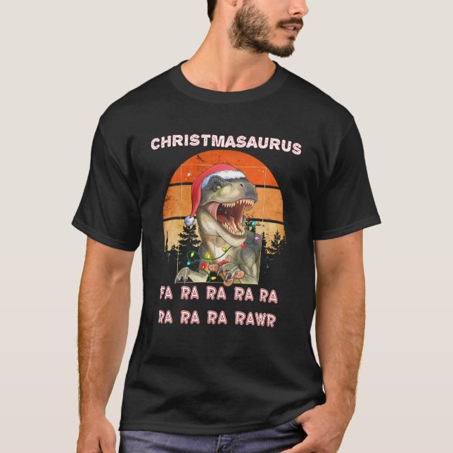 Jul Rex Dinosaur Fa Ra Ra Ra Rawr Christmasa T Shirt (Framsida)