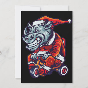 Jul Rhino Santa Wearing Hat God jul Tack Kort