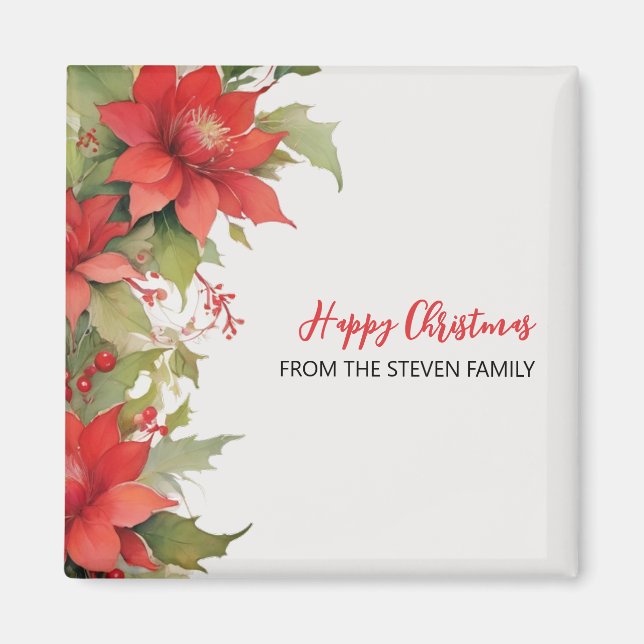 Jul Ro Watercolor | ditt namn Magnet (Framsidan)