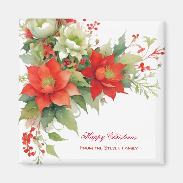 Jul Ro Watercolor | ditt namn Magnet (Framsidan)