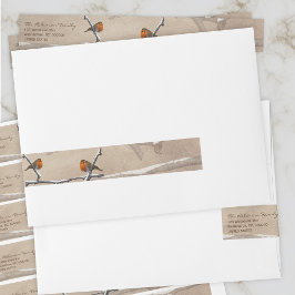 Jul Robin Bird-figursättning runt adressetikett