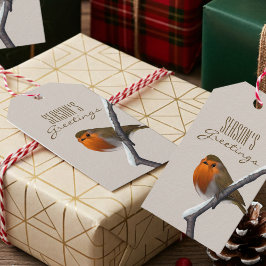 Jul Robin Bird Season Greetings Gift-Märkre Presentetikett
