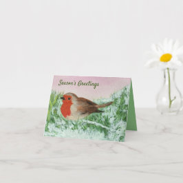 Jul Robin Hand-målat Helgdag Card Kort