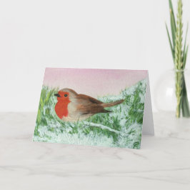 jul Robin Hand Painting Helgkort