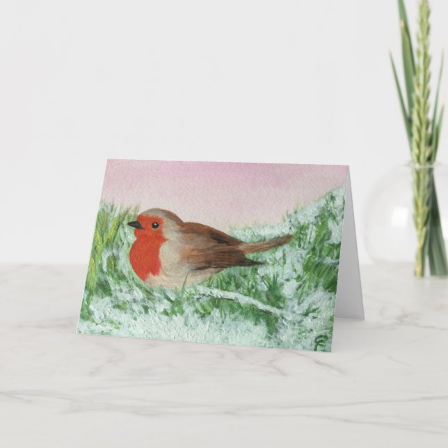 jul Robin Hand Painting Helgkort (Framsida)