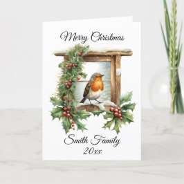 Jul Robin och Holly Card Tack Kort