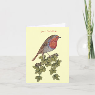 Jul Robin och murgrönalövillustration Helgkort