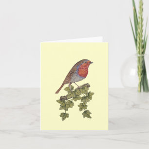 Jul robin och murgrönalövillustration helgkort