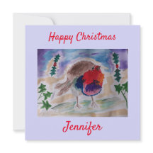 Jul Robin-Personlig - Flat julkort