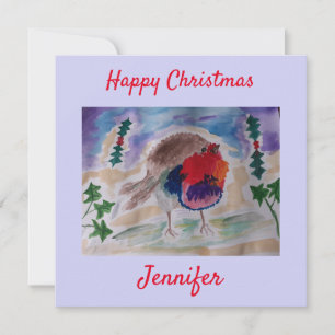 Jul Robin-Personlig - Flat julkort Kort