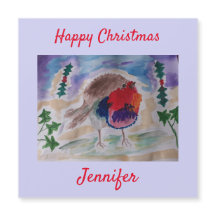 Jul Robin Personlig Magnet-julkort