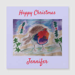 Jul Robin Personlig Magnet-julkort