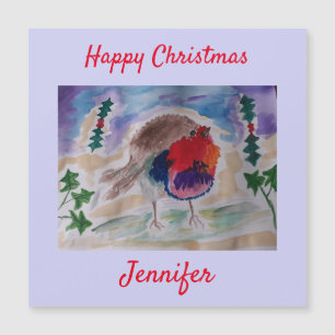 Jul Robin Personlig Magnet-julkort