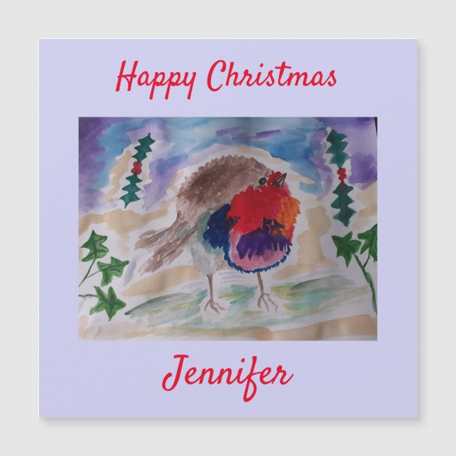 Jul Robin Personlig Magnet-julkort (Framsida)