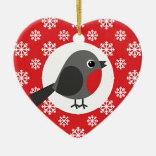jul Robin Snöflingor Red Julgransprydnad Keramik