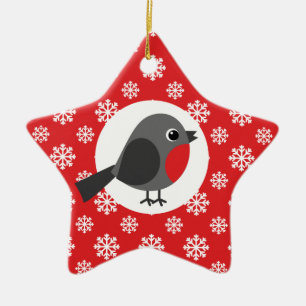 jul Robin Snöflingor Red Julgransprydnad Keramik