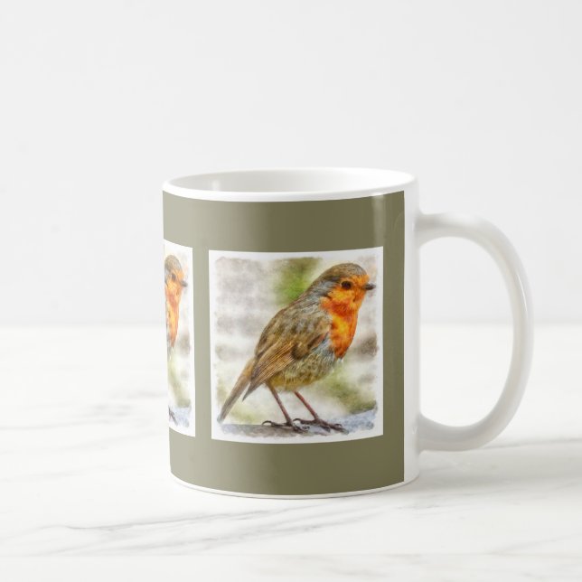 jul Robin Winter Watercolor Kaffemugg (Höger)